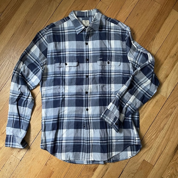 J. Crew Men’s Sz M Blue Plaid Flannel Shirt - Picture 1 of 4